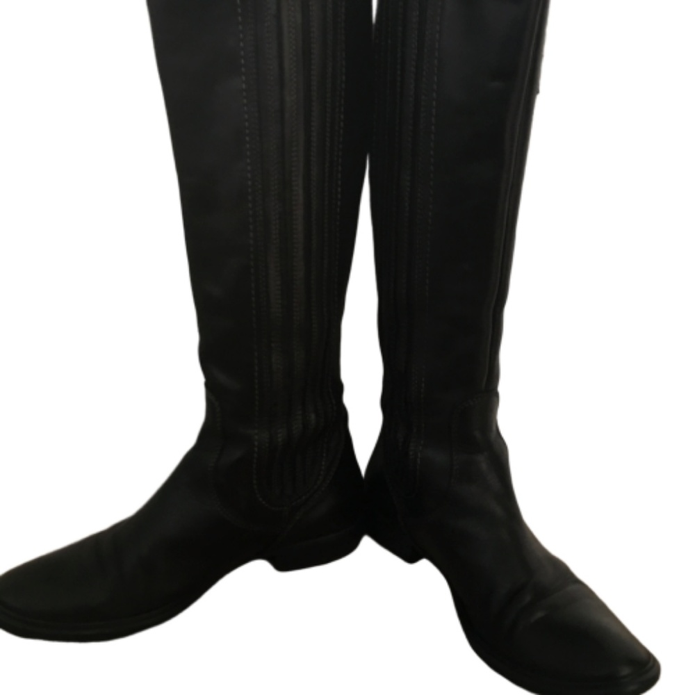 Tall Black Italian Leather Riding Boots Aqua Brand - Picture 3 of 6